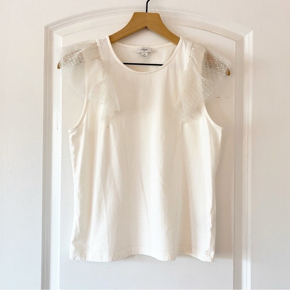 J. CREW Factory Polka Dot Ruffle Shoulder Blouse NWOT - Picture 4 of 8